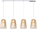 Sospensione-Contemporanea-Rett.-Shaded-Metallo-Cromo-Vetro-Ambra-4-Luci-E27