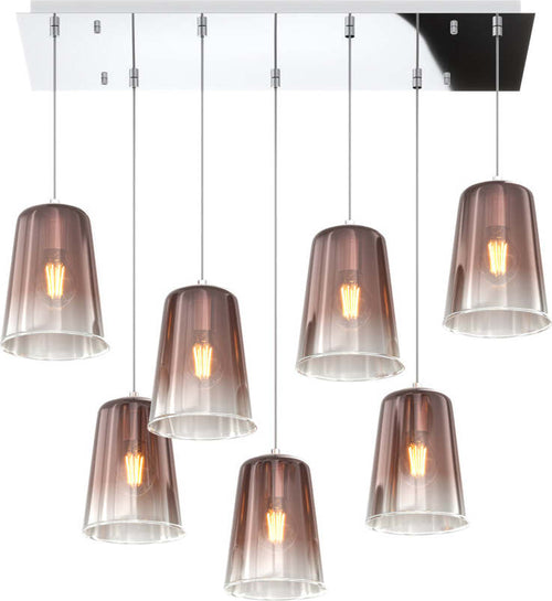 Sospensione-Contemporanea-Rett.-Shaded-Metallo-Cromo-Vetro-Rame-7-Luci-E27