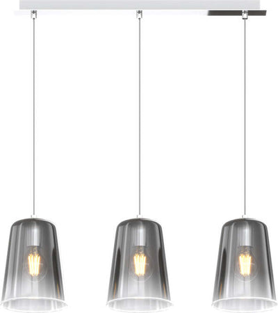 Sospensione-Contemporanea-Rett.-Shaded-Metallo-E-Vetro-Cromo-3-Luci-E27