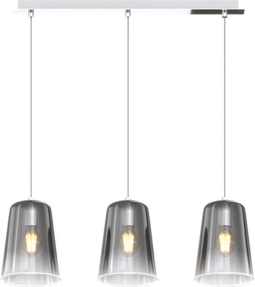 Sospensione-Contemporanea-Rett.-Shaded-Metallo-E-Vetro-Cromo-3-Luci-E27