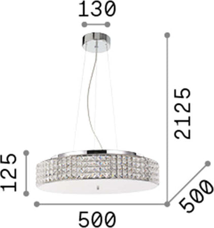 Sospensione-Contemporanea-Roma-Metallo-Cristallo-Cromo-9-Luci-3W-3000K