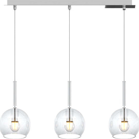 Sospensione-Contemporanea-Rosone-Rett.-Future-Met.-Cromo-Vetro-Trasp.-3-Luci-E27