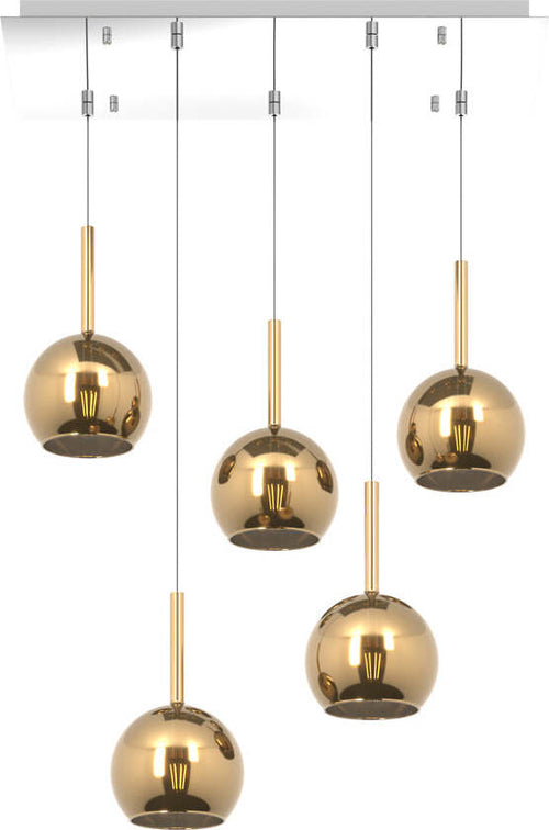 Sospensione-Contemporanea-Rosone-Rett.-Future-Metallo-Cromo-Vetro-Oro-5-Luci-E27