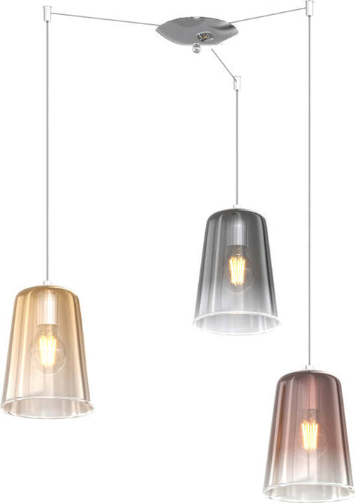 Sospensione-Contemporanea-Shaded-Metallo-Cromo-Vetro-Multicolor-3-Luci-E27