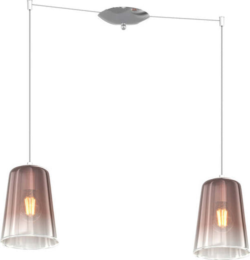Sospensione-Contemporanea-Shaded-Metallo-Cromo-Vetro-Rame-2-Luci-E27