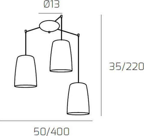 Sospensione-Contemporanea-Shaded-Metallo-Cromo-Vetro-Rame-3-Luci-E27
