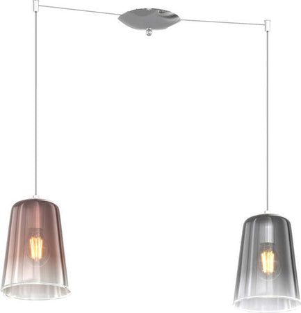Sospensione-Contemporanea-Shaded-Metallo-Cromo-Vetro-Rame-E-Cromo-2-Luci-E27