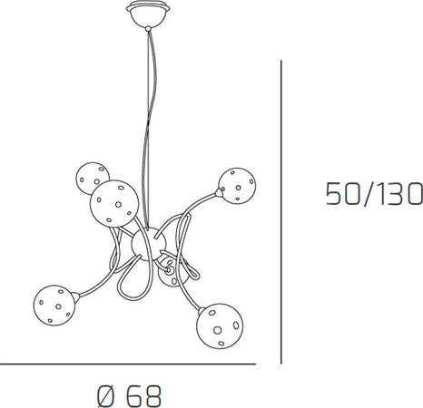 Sospensione-Contemporanea-Super-Ball-Metallo-Cromo-Vetro-Pirex-6-Luci-G9