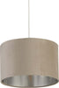 Sospensione-Contemporanea-Tamburo-Acciaio-Argento-Tessuto-Tortora-1-Luce-D28Cm