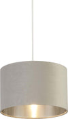 Sospensione-Contemporanea-Tamburo-Acciaio-Grigio-Velluto-Grigio-1-Luce-D28Cm