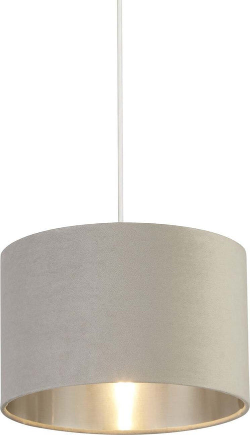 Sospensione-Contemporanea-Tamburo-Acciaio-Grigio-Velluto-Grigio-1-Luce-D28Cm
