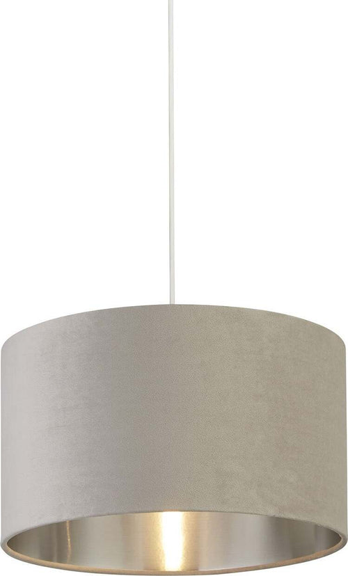 Sospensione-Contemporanea-Tamburo-Acciaio-Grigio-Velluto-Grigio-1-Luce-D38Cm