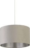 Sospensione-Contemporanea-Tamburo-Acciaio-Grigio-Velluto-Grigio-1-Luce-D38Cm