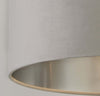 Sospensione-Contemporanea-Tamburo-Acciaio-Grigio-Velluto-Grigio-1-Luce-D38Cm
