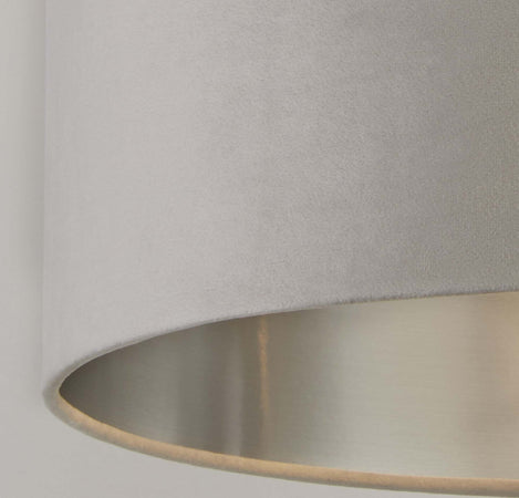 Sospensione-Contemporanea-Tamburo-Acciaio-Grigio-Velluto-Grigio-1-Luce-D38Cm