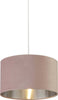 Sospensione-Contemporanea-Tamburo-Acciaio-Rosa-Tessuto-Argento-1-Luce-D38Cm