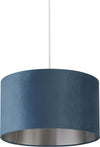 Sospensione-Contemporanea-Tamburo-Tessuto-Verde-Argento-1-Luce-D38Cm