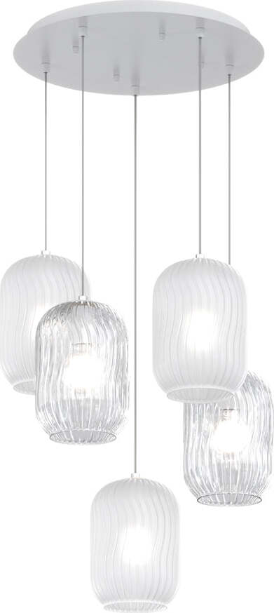 Sospensione-Contemporanea-Tender-Metallo-Bianco-Vetro-Trasp-E-Bianco-5-Luci-E27