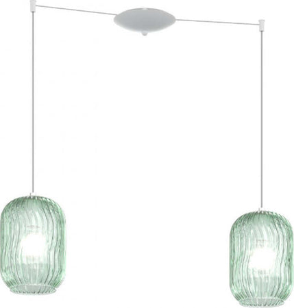 Sospensione-Contemporanea-Tender-Metallo-Bianco-Vetro-Verde-2-Luci-E27