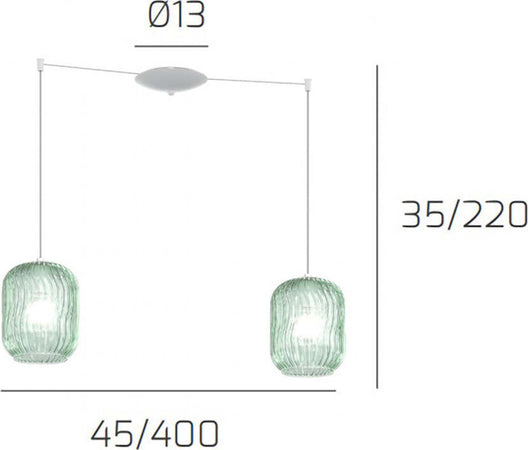 Sospensione-Contemporanea-Tender-Metallo-Bianco-Vetro-Verde-2-Luci-E27