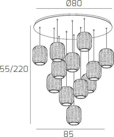Sospensione-Contemporanea-Tender-Metallo-Cromo-Vetro-Multicolor-12-Luci-E27