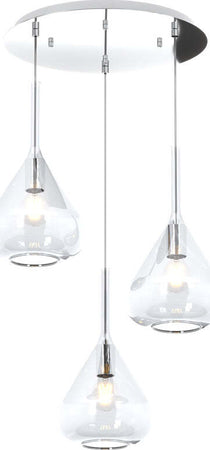 Sospensione-Contemporanea-Tonda-Kona-Metallo-Cromo-Vetro-Trasparente-3-Luci-E27