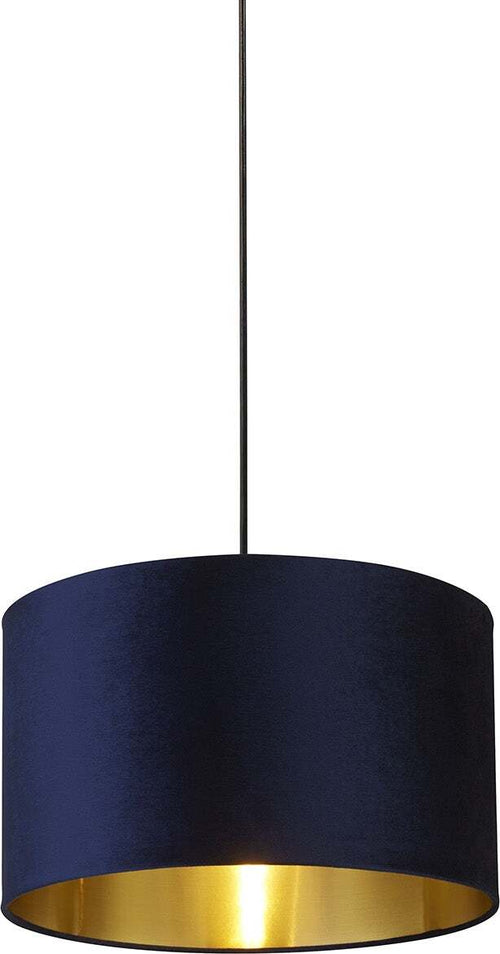 Sospensione-Contemporanea-Velluto-Acciaio-Blu-Tessuto-Oro-1-Luce-B22/E14/E27