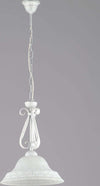 Sospensione-Country-Chic-1-Luce-Ferro-Battuto-Vetro-Bianco-e-Argento-Serie-Atene