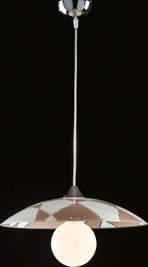 Sospensione-Diam.40-cm-1-Luce-Vetro-Serigrafato-Bianco-e-Tortora-Serie-Trapezio