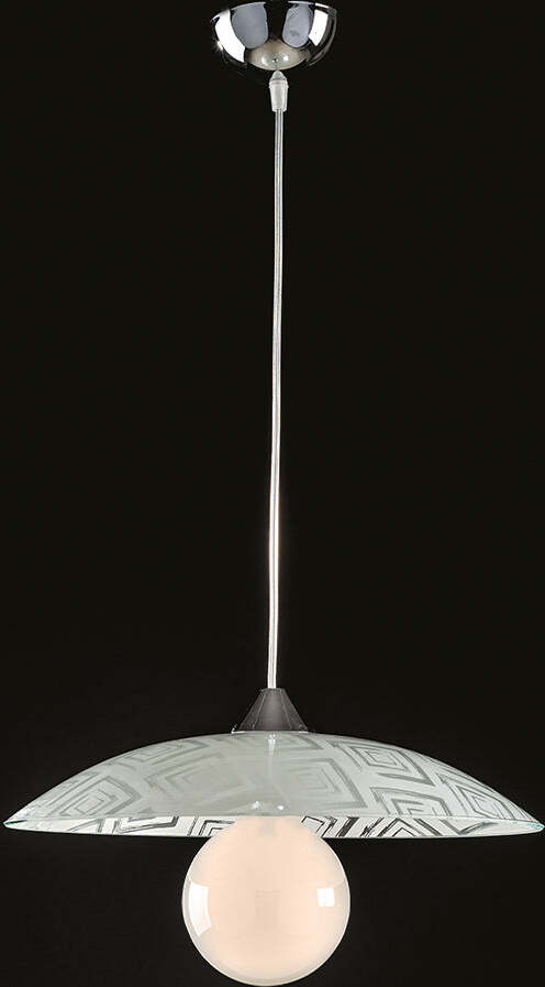 Sospensione-Diam.40-cm-1-Luce-Vetro-Serigrafato-Bianco-Serie-Trama