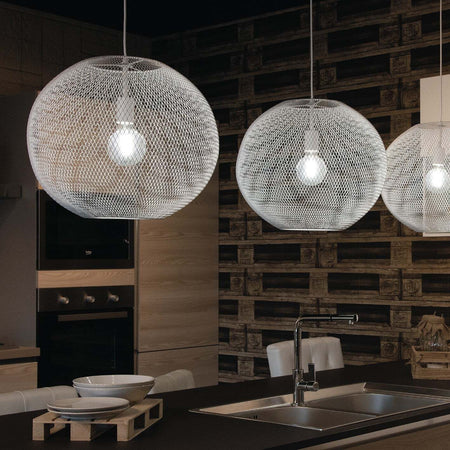 Sospensione Esedra Bianco 1Xe27 50X39Cm Illuminazione/Illuminazione per interni/Lampadari lampade a sospensione e plafoniere/Lampade a sospensione Led Mall Home - Napoli, Commerciovirtuoso.it