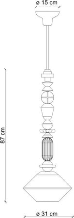 Sospensione-Grande-Vintage-Decò-Lariat-Ceramica-Giallo-1-Luce-E27