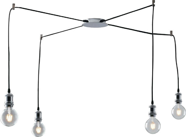 Sospensione Groove Cromo 4Xe27 250Cm Illuminazione/Illuminazione per interni/Lampadari lampade a sospensione e plafoniere/Lampade a sospensione Led Mall Home - Napoli, Commerciovirtuoso.it
