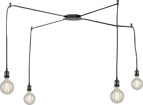 Sospensione Groove Nero 4Xe27 250Cm Illuminazione/Illuminazione per interni/Lampadari lampade a sospensione e plafoniere/Lampade a sospensione Led Mall Home - Napoli, Commerciovirtuoso.it