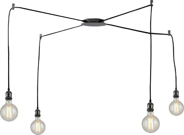 Sospensione Groove Nero 4Xe27 250Cm Illuminazione/Illuminazione per interni/Lampadari lampade a sospensione e plafoniere/Lampade a sospensione Led Mall Home - Napoli, Commerciovirtuoso.it
