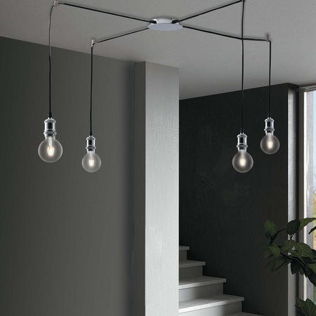 Sospensione Groove Nero 4Xe27 250Cm Illuminazione/Illuminazione per interni/Lampadari lampade a sospensione e plafoniere/Lampade a sospensione Led Mall Home - Napoli, Commerciovirtuoso.it