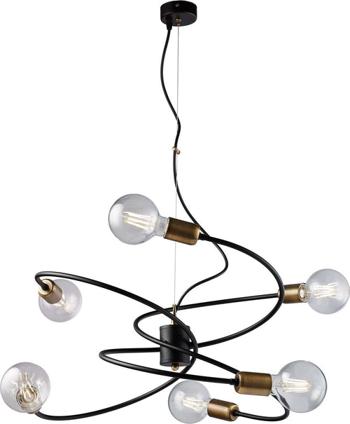 Sospensione-Industrial-6-Luci-Vortex-Ferro-Nero-E-Ottone-Brunito