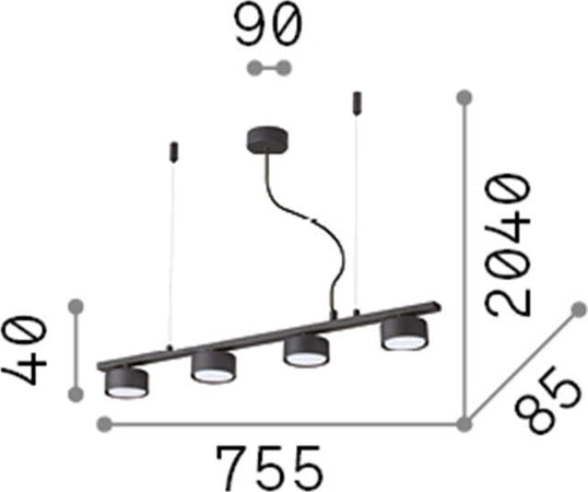 Sospensione-Industrial-Minimal-Minor-Metallo-Nero-4-Luci-Gx53-9W-3000K