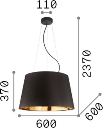 Sospensione-Industrial-Minimal-Nordik-Tessuto-Nero-6-Luci-E27