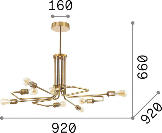 Sospensione-Industrial-Minimal-Triumph-Metallo-Ottone-8-Luci-E27