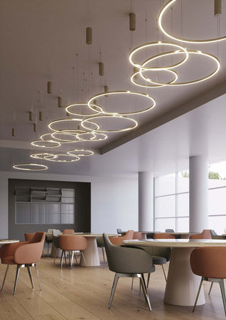 Sospensione Led Hoop Oro D120 60W 6900Lm 120X22,5Cm Illuminazione/Illuminazione per interni/Lampadari lampade a sospensione e plafoniere/Lampade a sospensione Led Mall Home - Napoli, Commerciovirtuoso.it