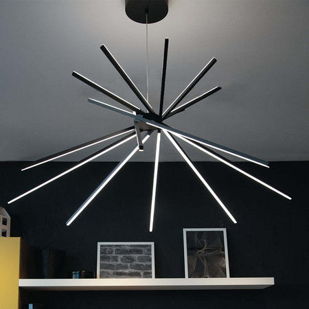 Sospensione Led Shanghai Nera 54W 2370Lm 3000K 113X51,5Cm Illuminazione/Illuminazione per interni/Lampadari lampade a sospensione e plafoniere/Lampade a sospensione Led Mall Home - Napoli, Commerciovirtuoso.it