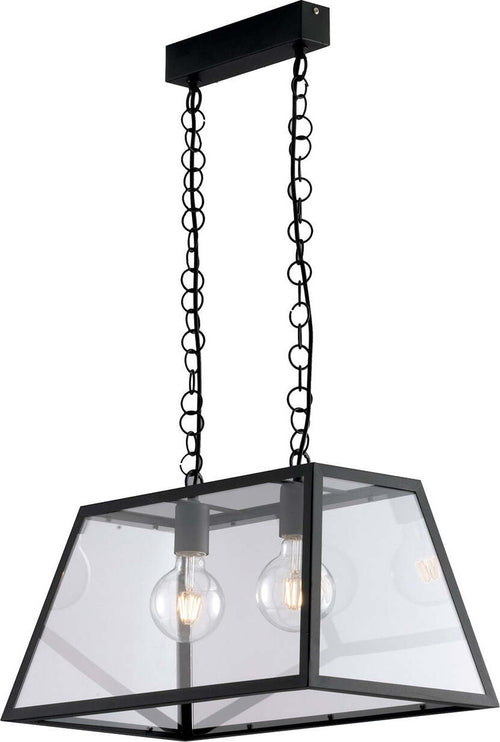 Sospensione Lexington Nero 2Xe27 57X27X30Cm Illuminazione/Illuminazione per interni/Lampadari lampade a sospensione e plafoniere/Lampade a sospensione Led Mall Home - Napoli, Commerciovirtuoso.it