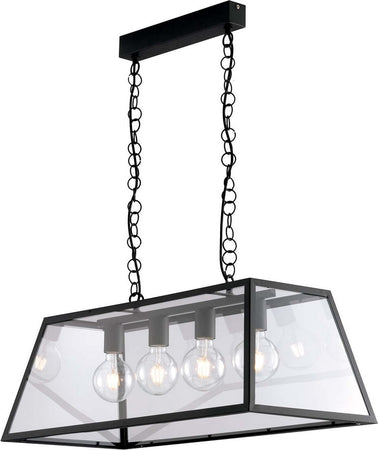 Sospensione Lexington Nero 4Xe27 80X28X35Cm Illuminazione/Illuminazione per interni/Lampadari lampade a sospensione e plafoniere/Lampade a sospensione Led Mall Home - Napoli, Commerciovirtuoso.it