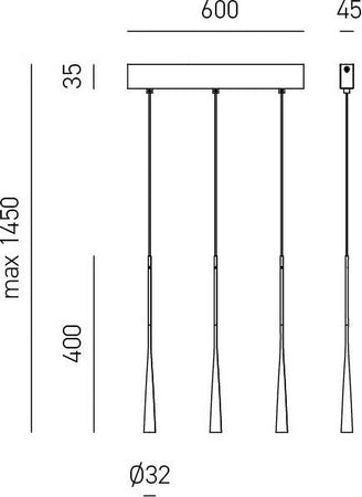 Sospensione-Lineare-Moderna-Dafne-Alluminio-Nero-Satinato-3-Moduli-Led-16,5-W