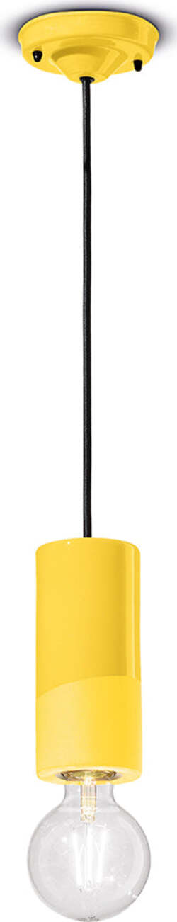 Sospensione-Media-Vintage-Decò-Pi-Ceramica-Giallo-Limone-1-Luce-E27