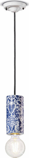 Sospensione-Media-Vintage-Decò-Pi-Ceramica-Ming-Blu-1-Luce-E27