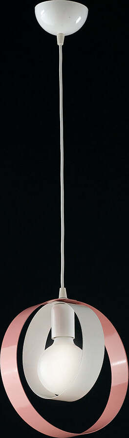 Sospensione-Moderna-1-Luce-Cerchi-Ferro-Bianco-e-Rosa-Serie-Bolla