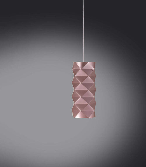 Sospensione-Moderna-1-Luce-Prisma-Polilux-Rosa-Metallico-D13-Made-In-Italy