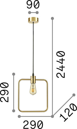 Sospensione-Moderna-Abc-Metallo-Ottone-1-Luce-E27-Diffusore-Quadrato